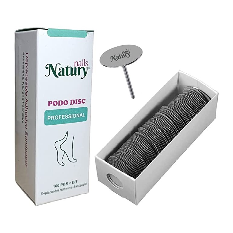 Natury Nails - Pododiscos 35mm. Granos 80, 120 y 180. 100 pcs + base